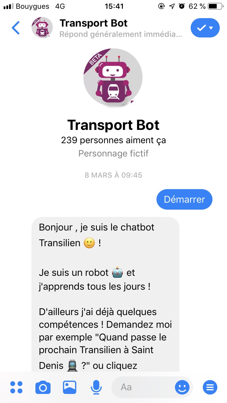 partícula Analítico Metro Chatbot Transilien : Préparez votre trajet sur Messenger !