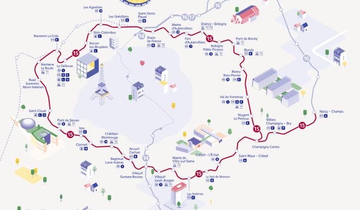 Plan du métro 15 - Projet Grand Paris Express