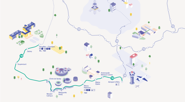 Plan du métro 18 - Projet Grand Paris Express