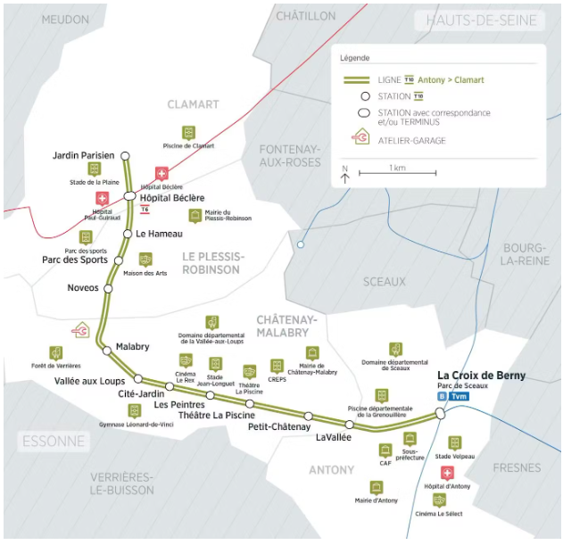 Plan de transport du tramway 10