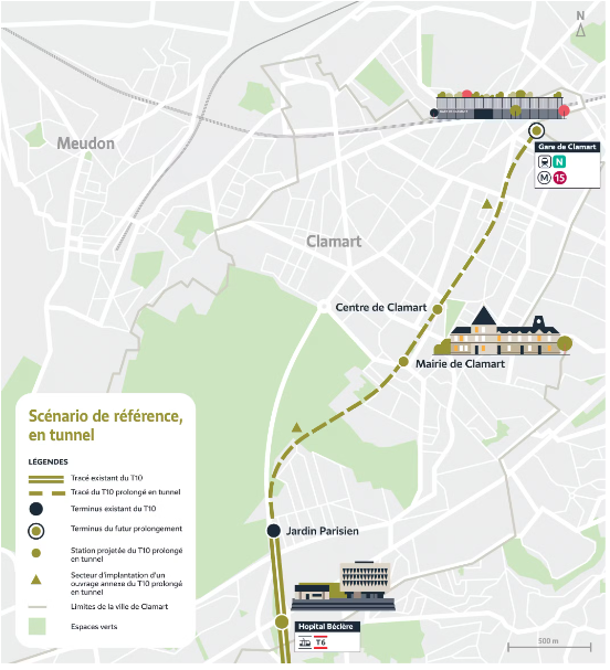Plan de transport du prolongement tramway 10