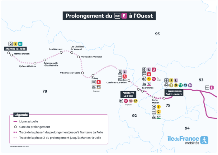 Plan de transport du prolongement du RER E