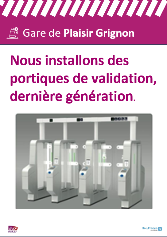 Portiques de validation à Plaisir-Grignon